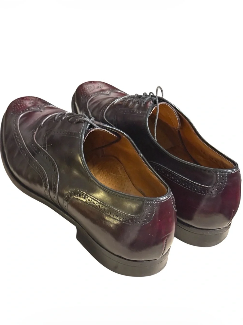 Johnson & Murphy Men's Burgundy Leather Wingtip Oxfords Dress shoes lace up USA